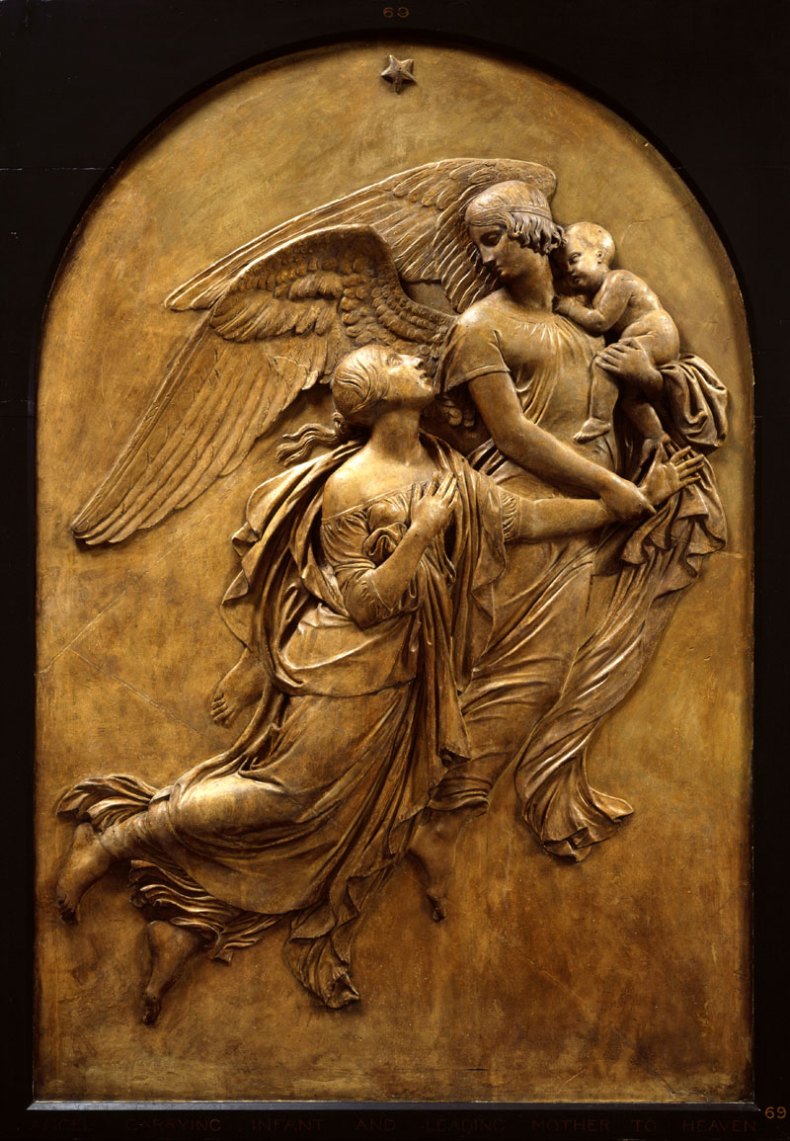 Monument to Lady Leicester: Angel carrying infant and leading mother to heaven (c. 1844), John Gibson. Photo © Royal Academy of Arts, London