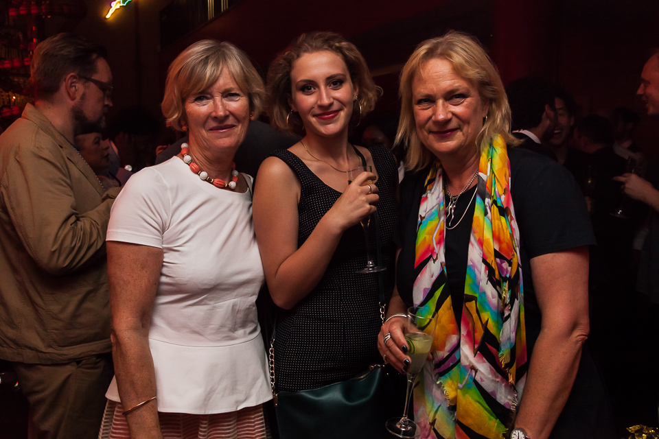 Georgina Adam, Nancy Dew Mathews and Louisa Buck at the Apollo 40 Under 40 party, in association with Sophie Macpherson Ltd.
