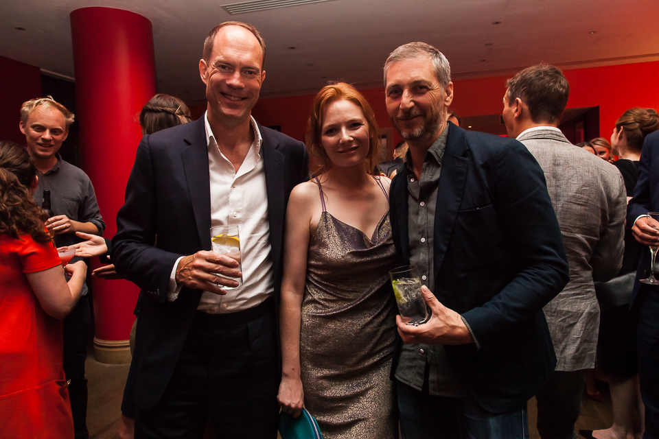Harry Blain, Rosanna Cundall and Charming Baker at the Apollo 40 Under 40 party, in association with Sophie Macpherson Ltd.
