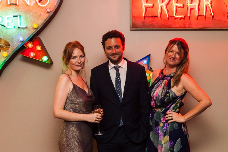 Rosanna Cundall, Thomas Marks and Sophie Macpherson at the Apollo 40 Under 40 party, in association with Sophie Macpherson Ltd.
