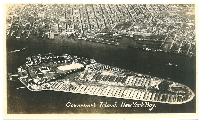 Historic postcard of Governors Island during the First World War era.