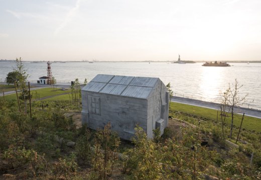 Cabin (2016), Rachel Whiteread, on Discovery Hill, Governors Island. Photo by Tim Schenck.