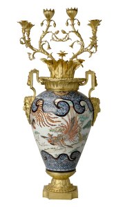 Jar mounted as six-branched candelabra (one of a pair), (1690–1730), Japanese (mount: third quarter 18th century, France, with later English additions). The Royal Collection