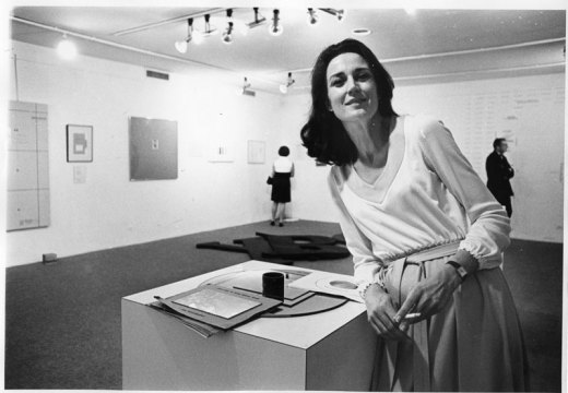 Virginia Dwan in her gallery during the exhibition 'Language III', Dwan Gallery, New York (May 1969). Courtesy Dwan Gallery Archive