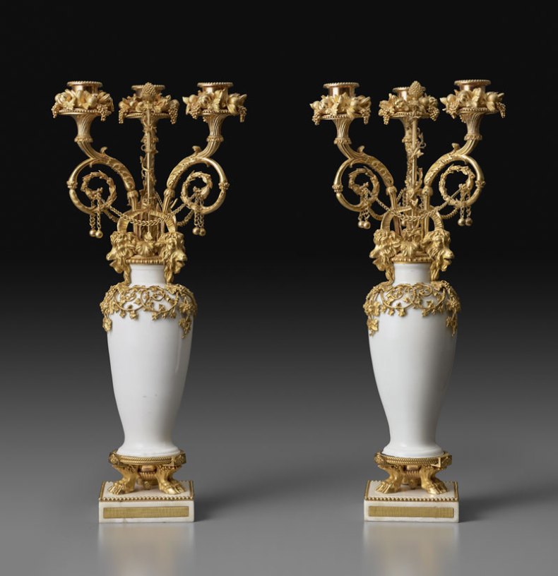 Pair of candelabra (1783), gilt bronze by Pierre Gouthière after a design by François-Joseph Bélanger. The Frick Collection, New York, gift of Sidney R. Knafel, 2016. Photo: Michael Bodycomb
