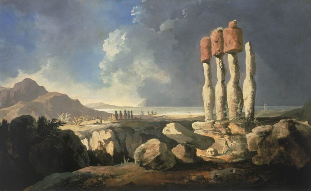 A View of the Monuments of Easter Island [Rapanui] (c. 1776), William Hodges. National Maritime Museum, London