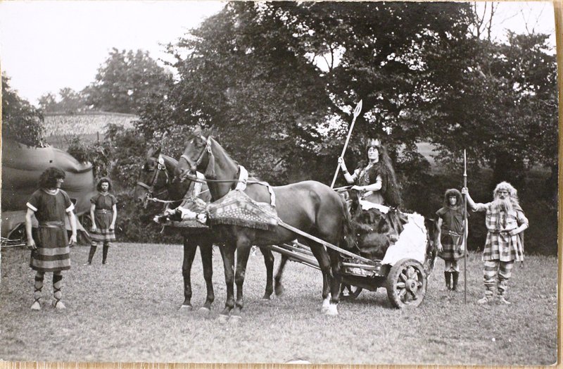 Boadicea in a postcard of the pageant. By permission of the St Edmundsbury Heritage Service