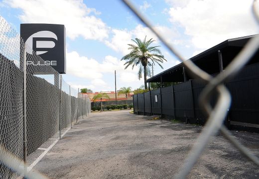 A view of the Pulse nightclub main entrance on 21 June, 2016 in Orlando, Florida. The Orlando community continues to mourn the victims of the deadly mass shooting at a gay nightclub. Photo by Gerardo Mora/Getty Images