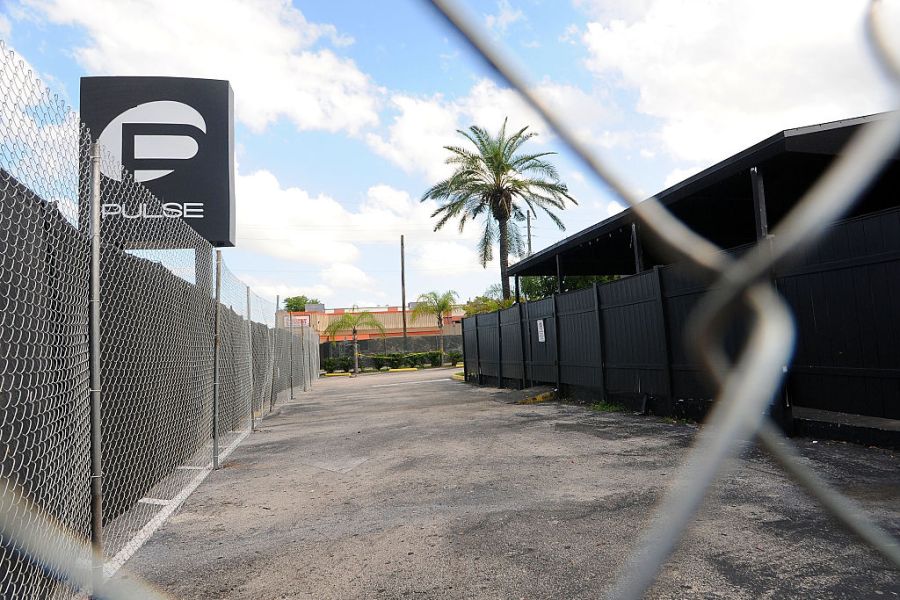 A view of the Pulse nightclub main entrance on 21 June, 2016 in Orlando, Florida. The Orlando community continues to mourn the victims of the deadly mass shooting at a gay nightclub. Photo by Gerardo Mora/Getty Images