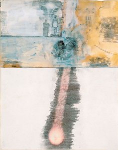 Dante Drawing (Canto XVI) (1959–60), Robert Rauschenberg, solvent transfer on paper with watercolour, wash, pencil and gouache. Museum of Modern Art, New York.