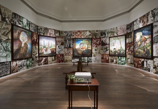 On Form and Fiction (1990), Steven Campbell. Installation view: 'GENERATION: 25 Years of Contemporary Art in Scotland', at the Scottish National Gallery, 2014. Photo: John McKenzie