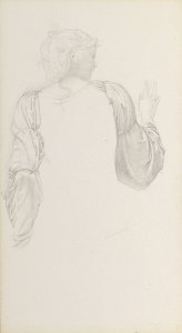 Studies for ‘The Golden Stairs’: one of several female fgure studies, including possibly Margaret Burne-Jones and Mary Stuart Wortley, one with a subsidiary drapery study (verso) and one with a study for ‘The Nativity’ (verso). Christie's images.