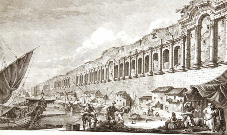 The seafront of Diocletian's Palace, as depicted by Charles-Louis Clérisseau (published 1764)