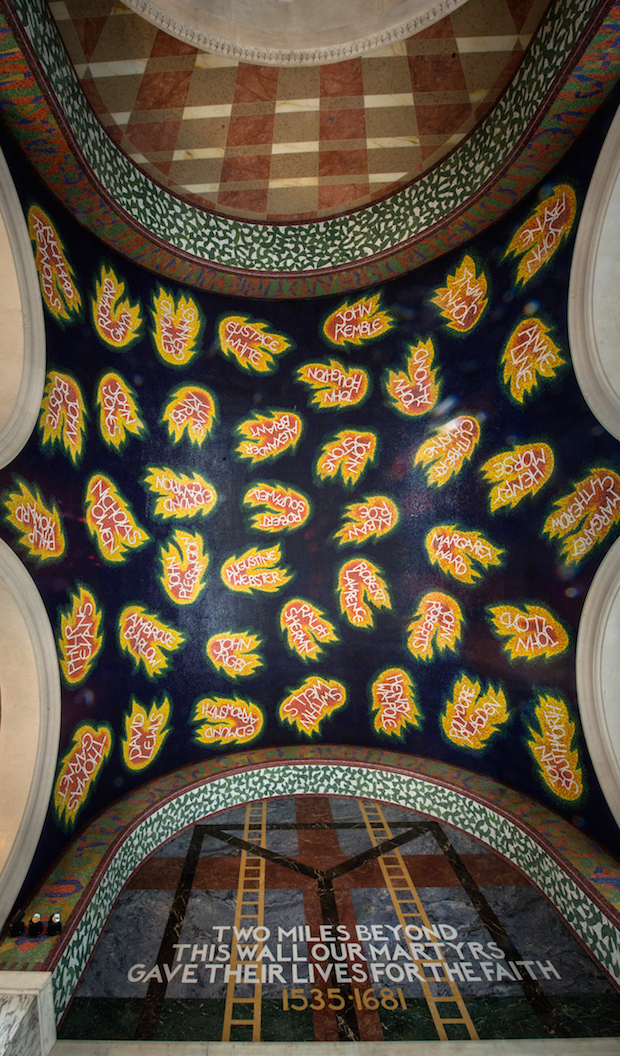 Ceiling of the Chapel of St George and the English Martyrs, Westminster Cathedral. designed by Tom Phillips and dedicated in 2016.