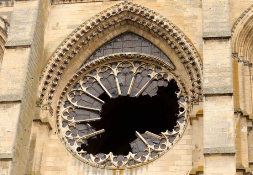 The west rose window of Saint-Gervais-et-Saint-Protais of Soissons on 13 January, 2017 after it was shattered by an overnight storm in northern France. François Nascimbeni/AFP/Getty Images