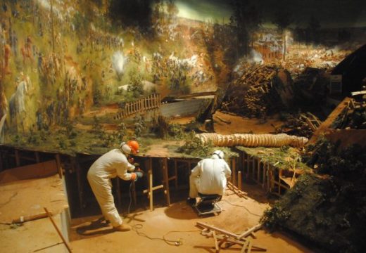 The surface of the diorama being removed from Grant Park for its transfer to the Atlanta History Center. Photo: © Atlanta History Center