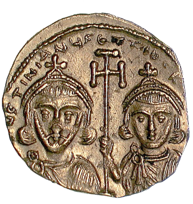 Gold tremissis of Justinian II (c. 705-711). Courtesy Barber Institute, Birmingham