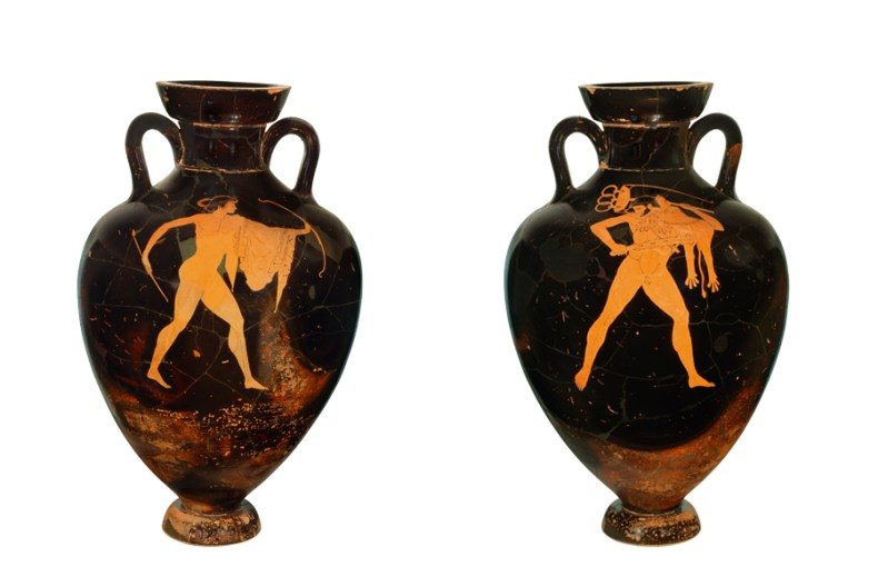 Red-figure Panathenaic amphora, c. 500–409 BC, Greek, Attic, attributed to the Berlin Painter. Red-figure Panathenaic amphora, c. 500–409 BC, Greek, Attic, attributed to the Berlin Painter. Martin von Wagner Museum, University of Würzburg