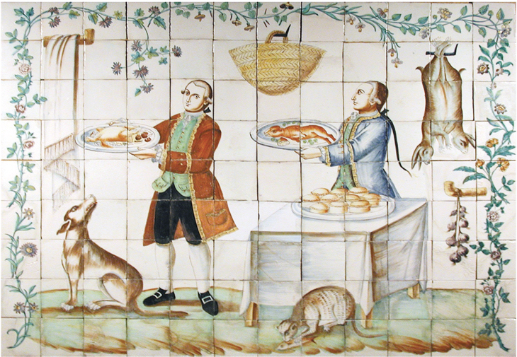 Liveried servants carrying food-laden platters (c. 1770), Vincente Navarro. Carlton Hobbs, price on application