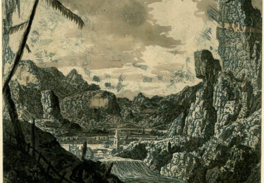 Landscape with a waterfall, second version, British Museum, London, courtesy the Trustees of the British Museum, London