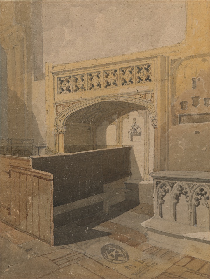 Norwich Cathedral: the North aisle of the choir (c. 1807–11), John Sell Cotman. Lowell Libson, around £200,000
