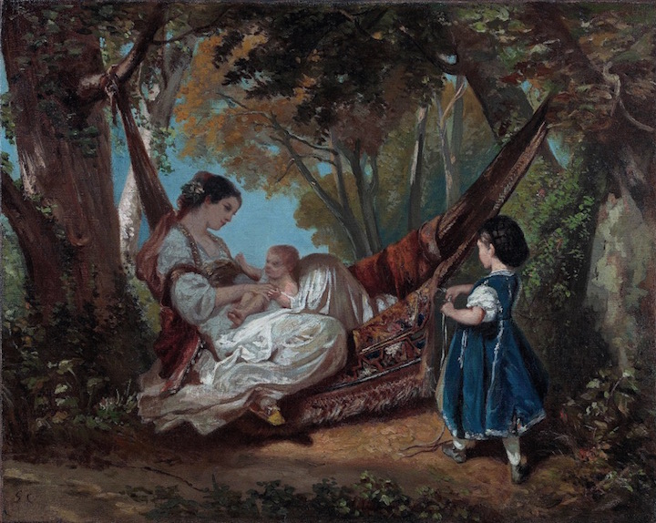 Mother and Child on a Hammock (c. 1844), Gustave Courbet. Matthiesen Gallery, price on application