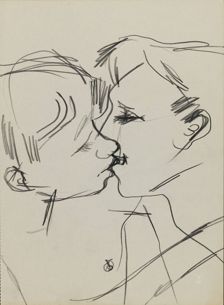 Drawing of two men kissing (1958–73), Keith Vaughan. © DACS, The Estate of Keith Vaughan