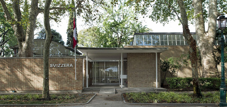 The Pavilion of Switzerland at the Giardini della Biennale, Venice, designed by Bruno Giacometti (1907–2012) and built in 1951–52. Courtesy Pro Helvetia