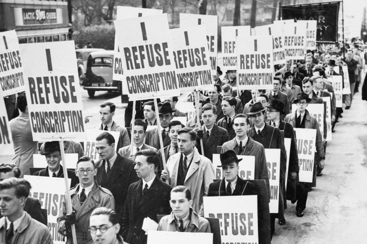 A march of 2,000 anti-conscription protesters in London,1939. © IWM