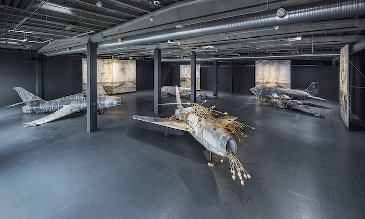 Installation view of For Louis–Ferdinand Ceéline: Voyage au bout de la nuit at Copenhagen Contemporary, Anselm Kiefer, 2016. Photo: Anders Sune Berg