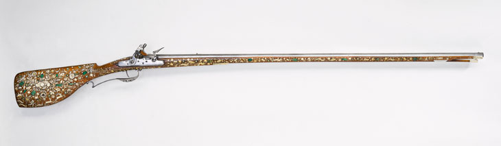 Flintlock sporting gun Flintlock sporting gun (dated 1646) with a stock decorated by Jean Conrad Tornier. From the W.R. Hearst collection. © Royal Armouries