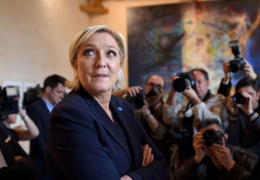 French presidential election candidate of the far-right Front National (FN) party Marine Le Pen visits a private museum in the castle of Jaunay-Clan on 3 April, 2017. GUILLAUME SOUVANT/AFP/Getty Images