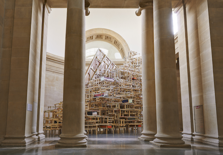 Installation view of Phyllida Barlow’s dock (2014) in the Duveen Galleries at Tate Britain, London
