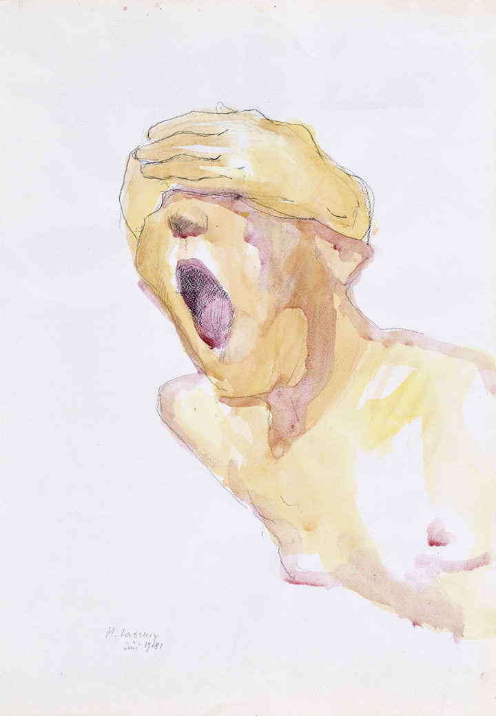 Untitled (Screaming Woman) (1981), Maria Lassnig. © 2017 Maria Lassnig Foundation, Photo: Roland Krauss