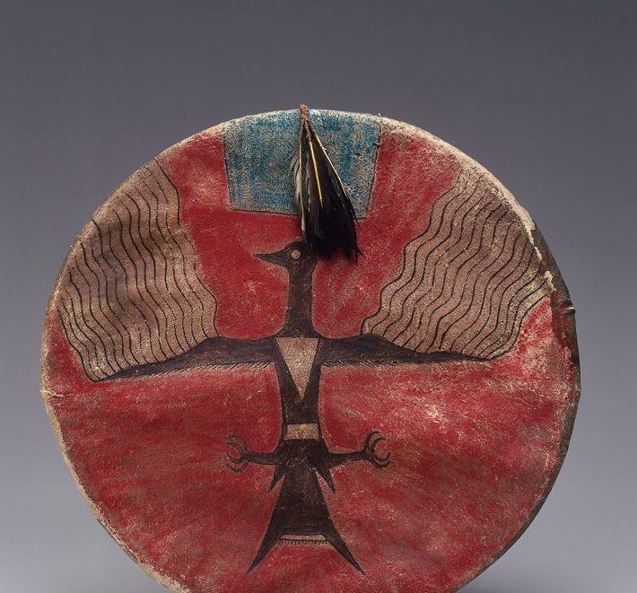 Shield (c. 1885), Joseph No Two Horns, (He Nupa Wanica), Hunkpapa Lakota, Standing Rock Reservation, North Dakota. Promised Gift of Charles and Valerie Diker. Photo: Dirk Bakker