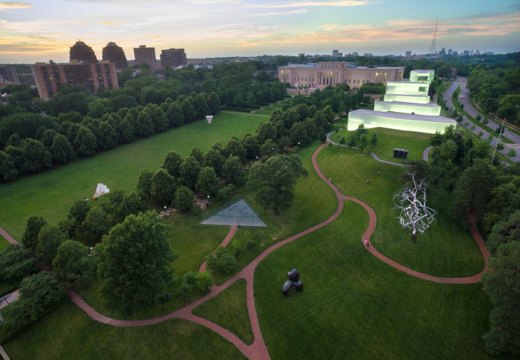 Aerial view of the museum. Courtesy the Nelson-Atkins Museum of Art