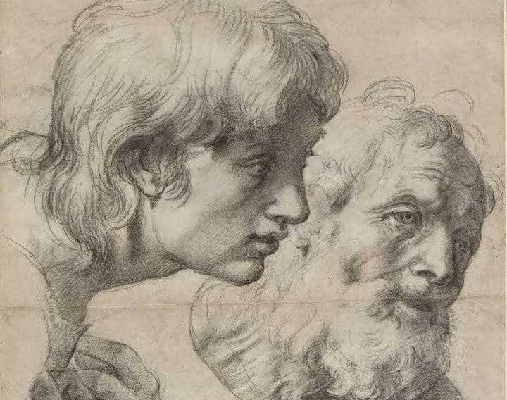 The heads and hands of two apostles (detail; c. 1519–20), Raphael. © Ashmolean Museum, University of Oxford