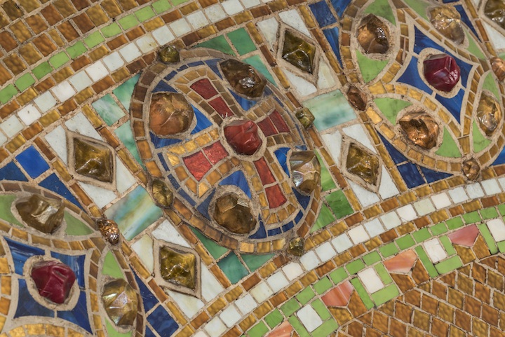 Detail of reredos with cross, produced by Tiffany Studios after 1910. Courtesy of The Corning Museum of Glass