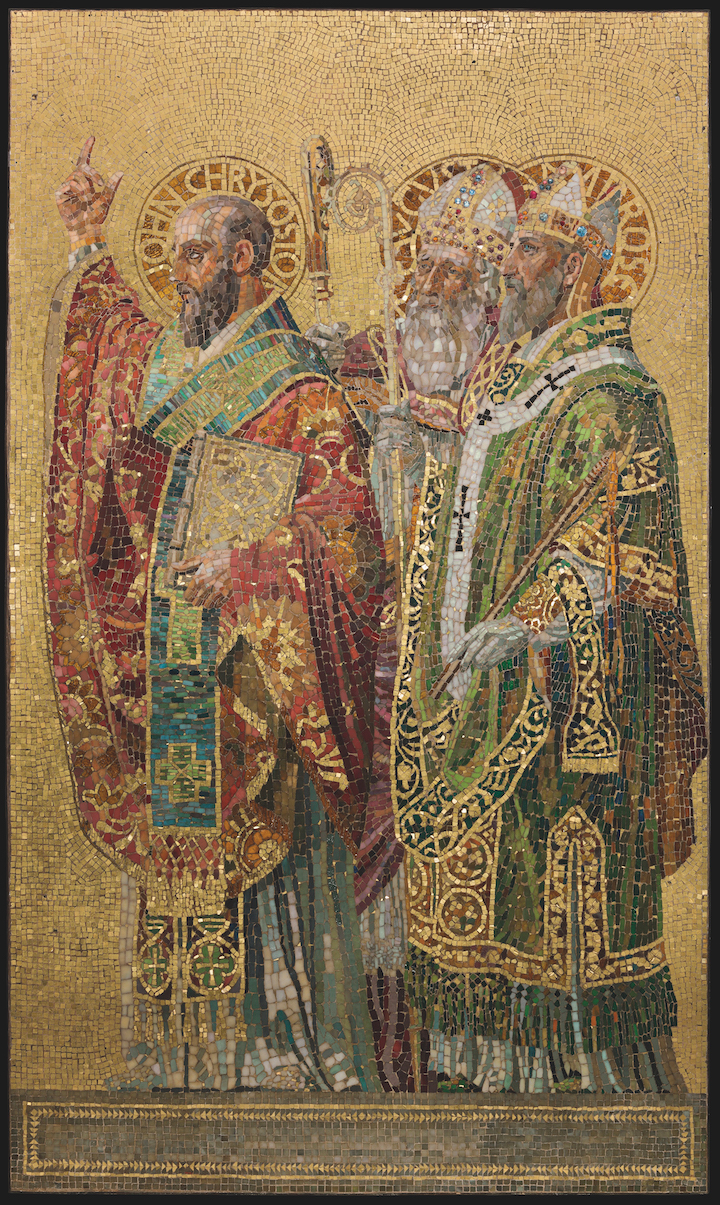 Fathers of the Church (panel; c. 1892), Tiffany Glass and Decorating Company, designed by Joseph Lauber. © The Neustadt Collection of Tiffany Glass, Queens, New York
