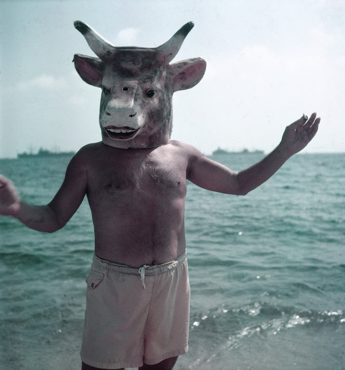 Picasso wearing a bull’s head intended for bullfighters’ training, La Californie, Cannes (1959). Photo: Gjon Mili/Time and Life Pictures/Getty Image; Courtesy Gagosian; © 2017 Estate of Pablo Picasso / Artists Rights Society (ARS), New York