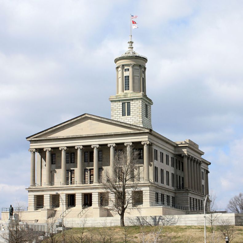 The Tennessee State Capitol in Nashville is designed by William Strickland. Photo: Wikimedia Commons (Kaldari)