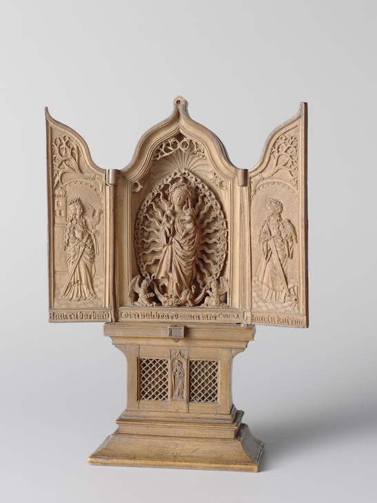 Miniature altar Virgin of the Rosary with Saints Barbara and Catherine (1500–20), Adam Dircksz. and workshop