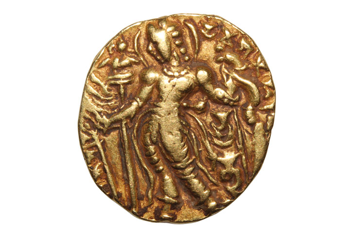 Dinar, showing Chandragupta II (376–415) with a strung bow and arrow (n.d.), India, Gupta dynasty. © Fitzwilliam Museum, Cambridge