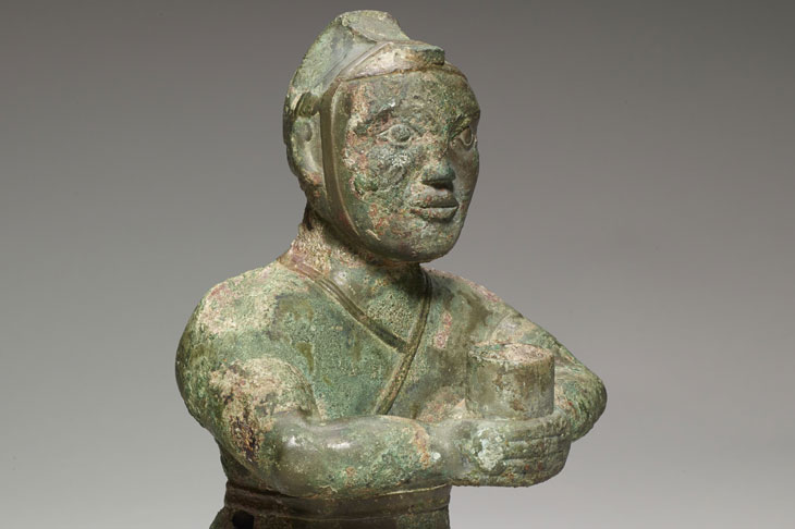 (Detail) Kneeling figure, 4th century BCE, bronze. Photo: Minneapolis Institute of Art