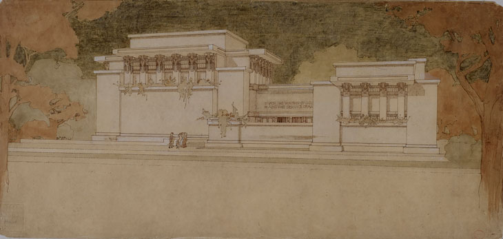 Unity Temple, Oak Park, Illinois (1905–08), Frank Lloyd Wright. The Frank Lloyd Wright Foundation Archives (The Museum of Modern Art | Avery Architectural & Fine Arts Library, Columbia University, New York)