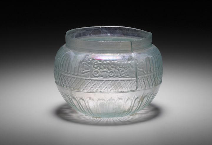 Roman bowl, Eastern Mediterranean, possibly Syrian, signed by Ennion, mid-1st century A.D., mold-blown glass.