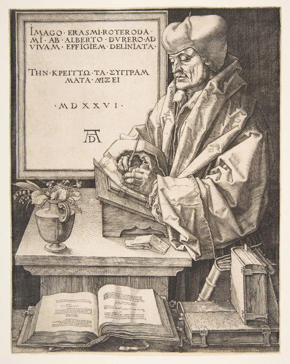 Erasmus of Rotterdam (1526), Albrecht Dürer. Metropolitan Museum of Art, New York