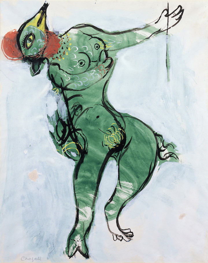 Costume design by Marc Chagall for The Firebird: Green Monster, 1945. © 2017 Artists Rights Society (ARS), New York/ADAGP, Paris, photo © 2017 Archives Marc et Ida Chagall, Paris