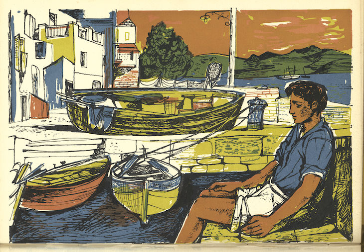 Illustration from Time Was Away. A Notebook in Corsica by Alan Ross (c. 1948), John Minton
