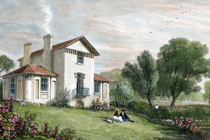 Sandycombe Lodge, Twickenham, Villa of J.M.W. Turner, Esq., R.A. (detail; 1829), engraving by W.B. Cooke for Thames Scenery after a drawing (c. 1814) by William Havell. Turner's House Trust